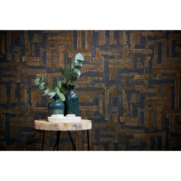 Stoffoptik Muster-Tapete mit Leinenstruktur Braun Grau Vliestapete Vintage (782044)