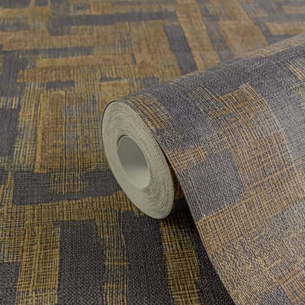Stoffoptik Muster-Tapete mit Leinenstruktur Braun Grau Vliestapete Vintage (782044)