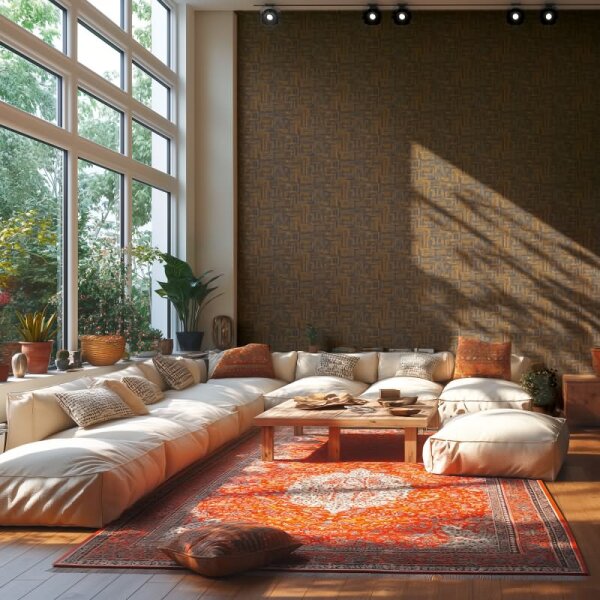 Stoffoptik Muster-Tapete mit Leinenstruktur Braun Grau Vliestapete Vintage (782044)