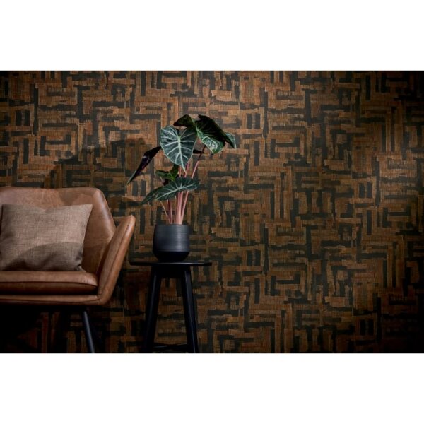 Vintage Strukturtapete mit Leinen Optik Braun Schwarz Vliestapete Stoffoptik (782046)