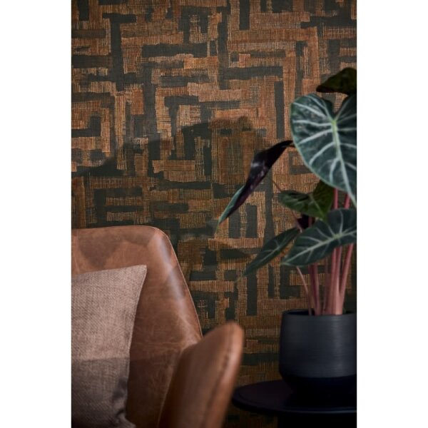 Vintage Strukturtapete mit Leinen Optik Braun Schwarz Vliestapete Stoffoptik (782046)