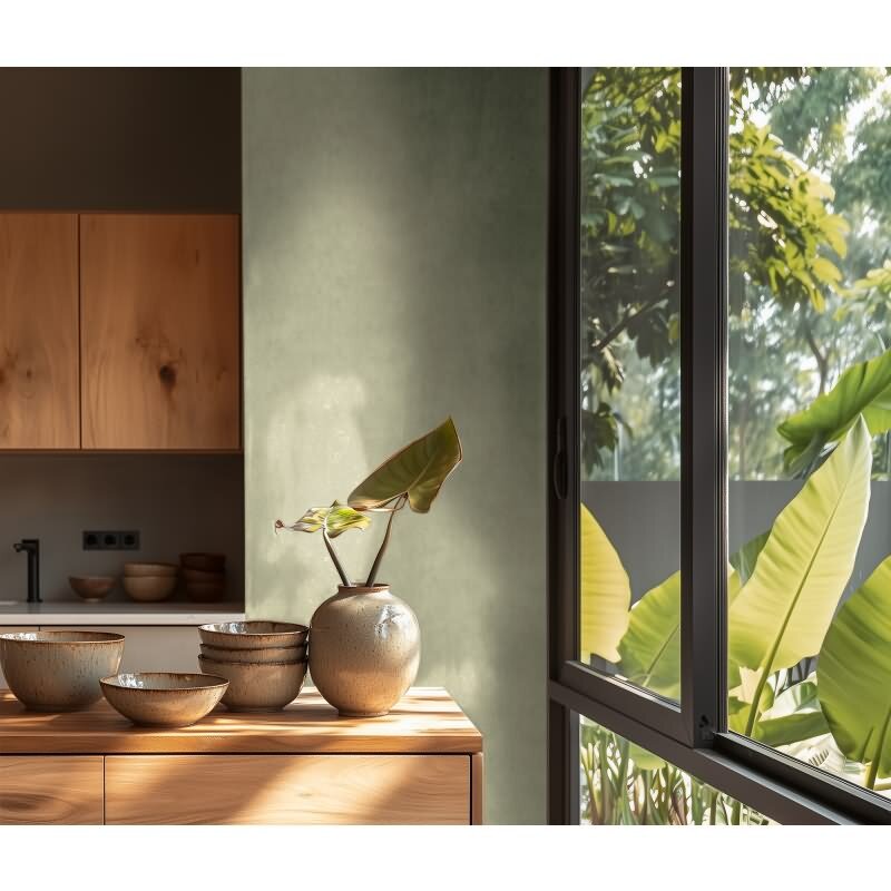 Tapete in Putzoptik Hellgrün Einfarbige Uni Vliestapete (782271)