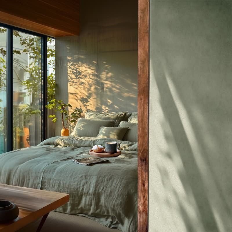 Tapete in Putzoptik Hellgrün Einfarbige Uni Vliestapete (782271)