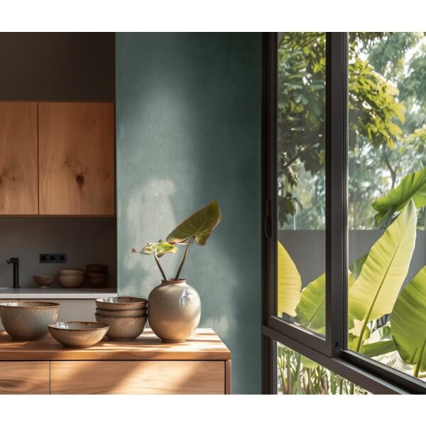 Vliestapete in Putzoptik Petrol Einfarbige Tapete Vliestapete Blau (782273)