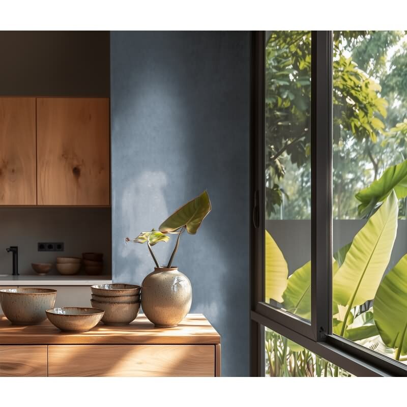 Tapete mit Putzoptik Blau Vintage Vliestapete einfarbig (782274)