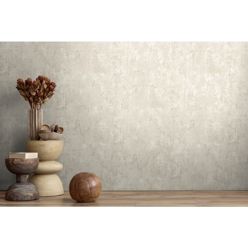 Vliestapete in Betonoptik Creme Beige Strukturtapete Putzoptik Metallic (786291)