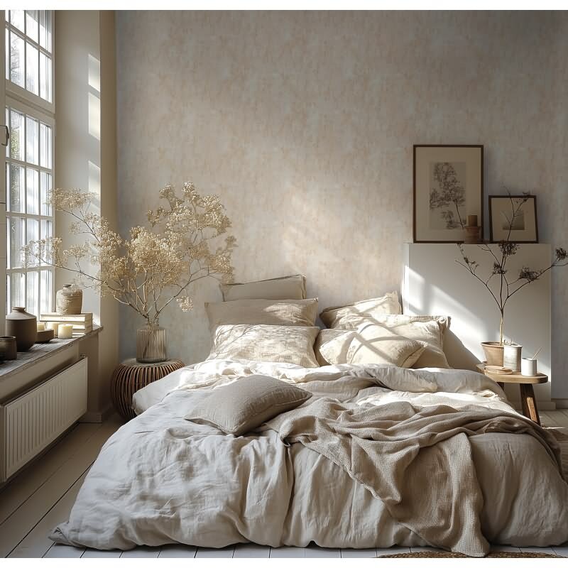 Vintage Tapete in Putzoptik Sand Beige Beton Look Vliestapete Metallic (786292)