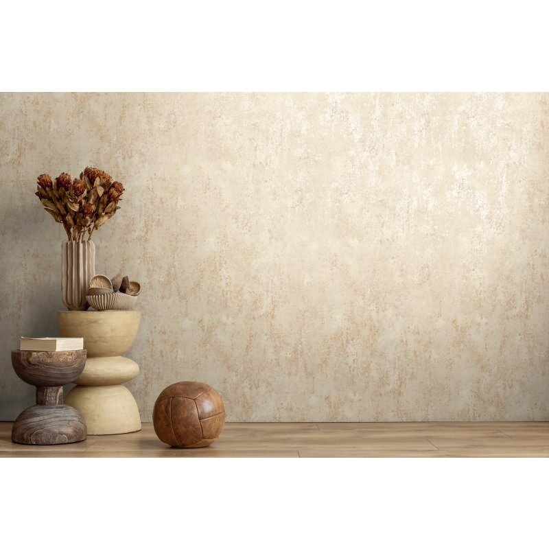 Vintage Tapete in Putzoptik Sand Beige Beton Look Vliestapete Metallic (786292)