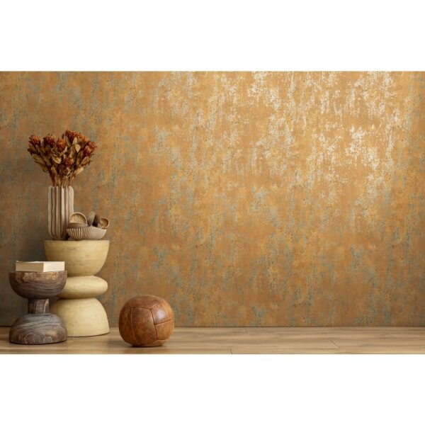 Vlies-Tapete in Rostoptik Braun Orange Metallic Used Look Strukturtapete (786296)