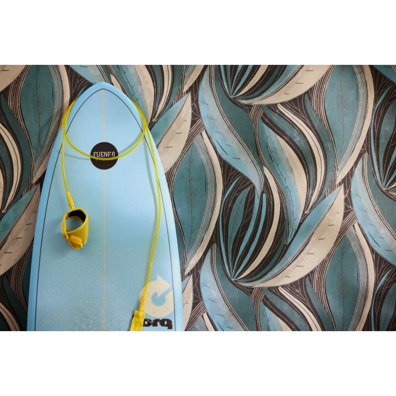 Moderne Dschungel Tapete Blau Petrol Weiß Metallic Moderne Blattoptik Vliestapete (786552)