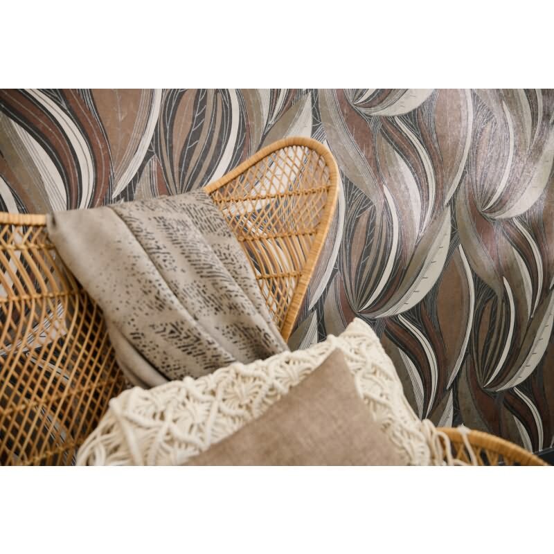 Dschungel Tapete Braun Metallic Beige Weiß Blattmuster modern Vliestapete (786553)