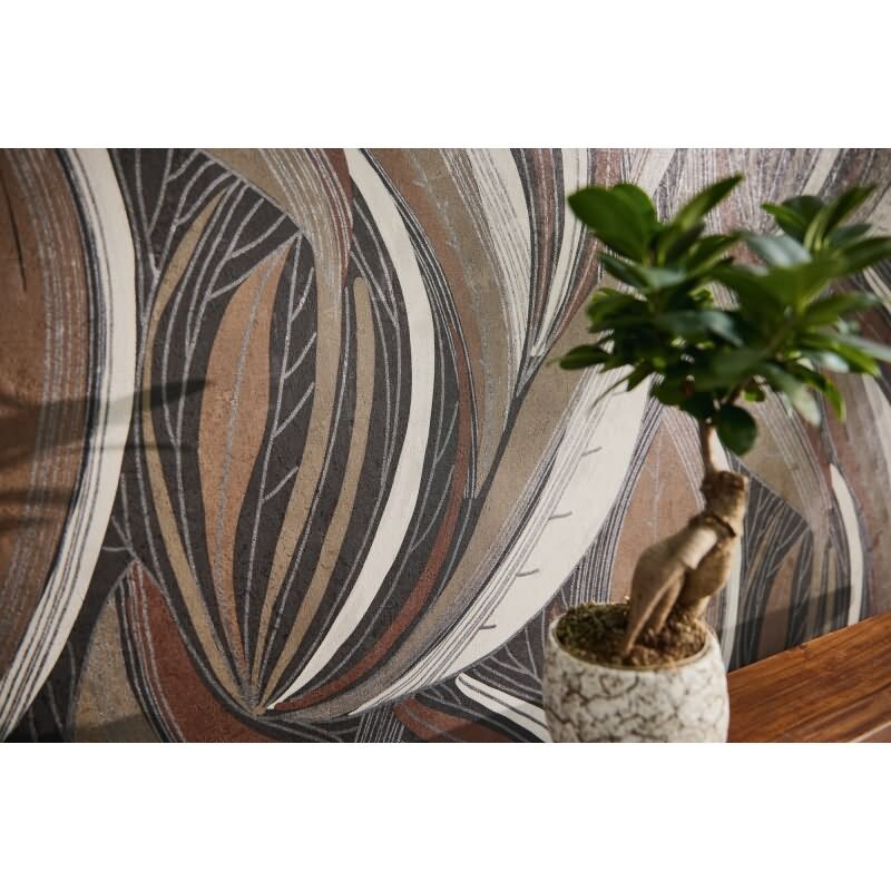 Dschungel Tapete Braun Metallic Beige Weiß Blattmuster modern Vliestapete (786553)