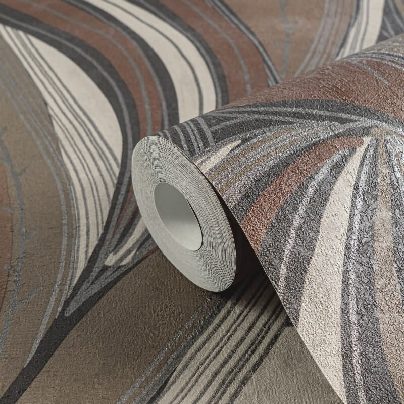 Dschungel Tapete Braun Metallic Beige Weiß Blattmuster modern Vliestapete (786553)