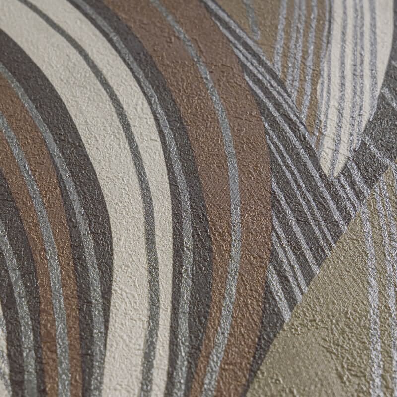 Dschungel Tapete Braun Metallic Beige Weiß Blattmuster modern Vliestapete (786553)