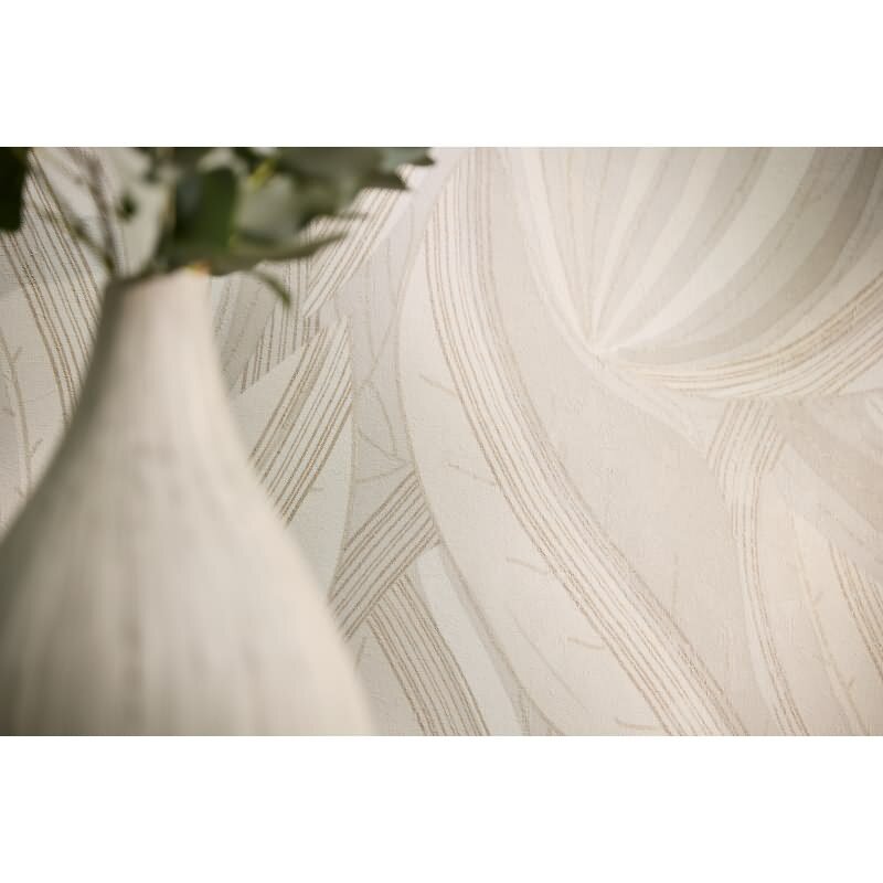 Blätter Tapete Creme Beige Vliestapete Dschungel modern Metallic (786554)