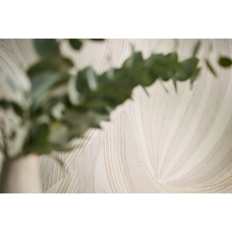 Blätter Tapete Creme Beige Vliestapete Dschungel modern Metallic (786554)