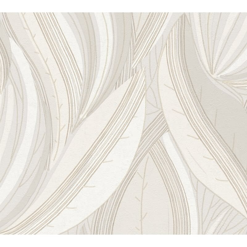 Blätter Tapete Creme Beige Vliestapete Dschungel modern Metallic (786554)
