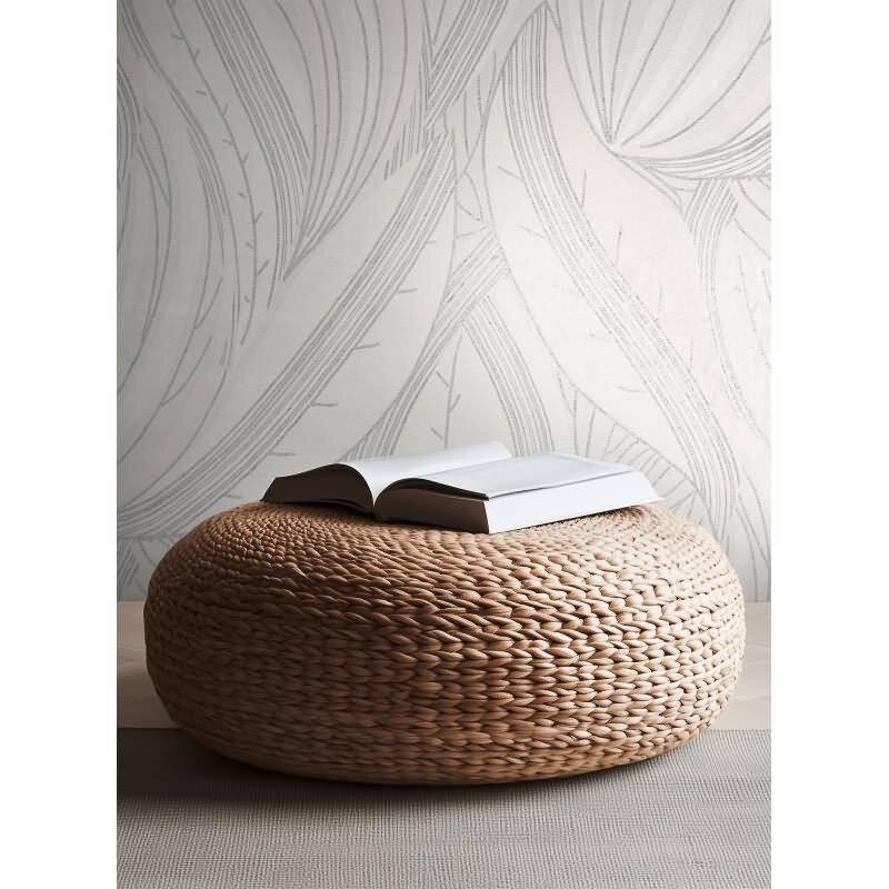 Blätter Tapete Weiß Hellgrau Metallic Vliestapete Dschungel (786555)