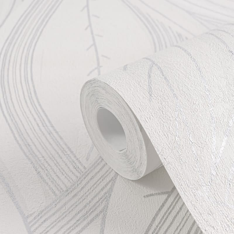 Blätter Tapete Weiß Hellgrau Metallic Vliestapete Dschungel (786555)