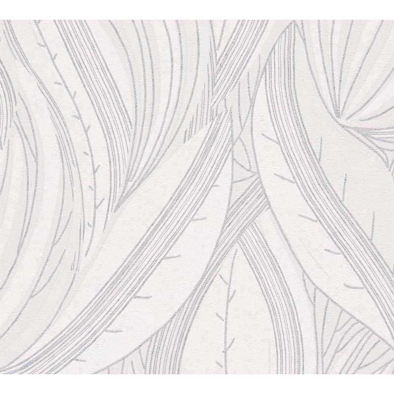 Blätter Tapete Weiß Hellgrau Metallic Vliestapete Dschungel (786555)