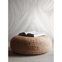 Bl&auml;tter Tapete Wei&szlig; Hellgrau Metallic...