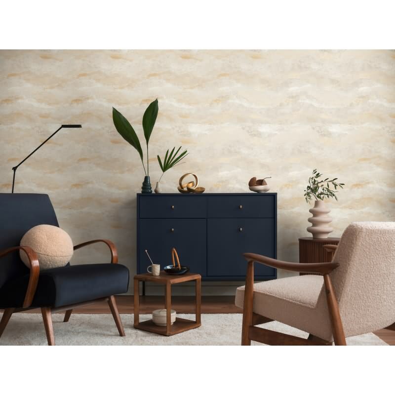 Mustertapete Creme Beige Gold Metallic hochwertige Luxus Vliestapete (786563)