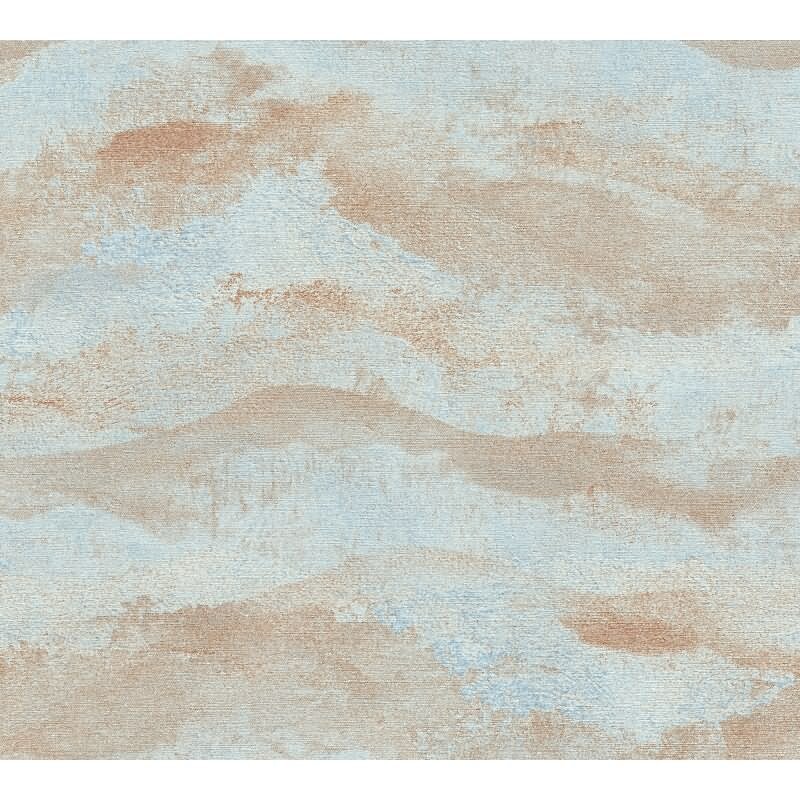 Farbverlauf Tapete Hellblau Terrakotta Braun Metallic Vintage Muster Vliestapete (786565)