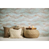 Farbverlauf Tapete Hellblau Terrakotta Braun Metallic...