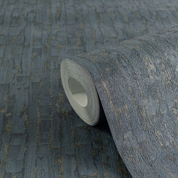 Design Vliestapete Blau Gold Metallic hochwertige Vintage Mustertapete (786665)