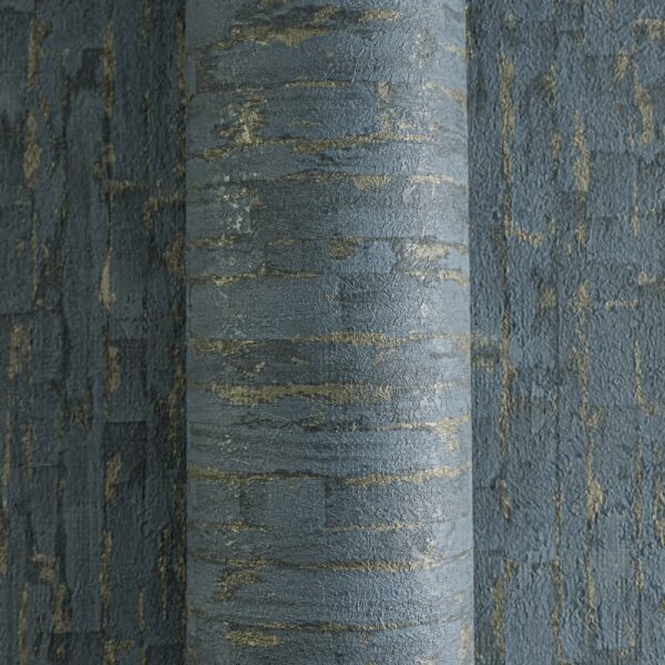 Design Vliestapete Blau Gold Metallic hochwertige Vintage Mustertapete (786665)