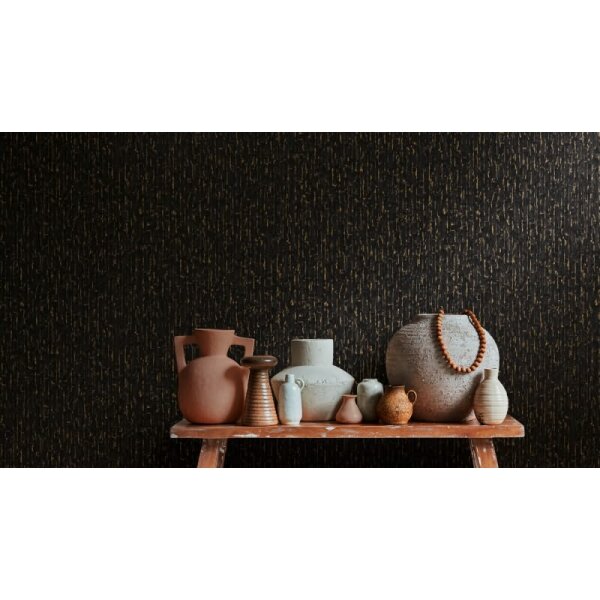 Design-Tapete Schwarz Gold Metallic hochwertige Wohnzimmer Vliestapete (786667)