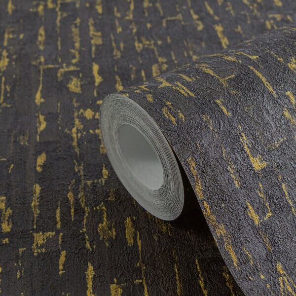 Design-Tapete Schwarz Gold Metallic hochwertige Wohnzimmer Vliestapete (786667)