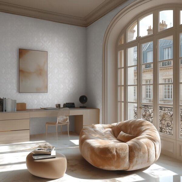 Luxus Ornament Barock Tapete Hellgrau Silber Metallic Vliestapete (786721)