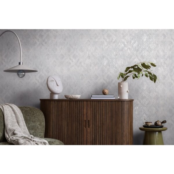 Luxus Ornament Barock Tapete Hellgrau Silber Metallic Vliestapete (786721)