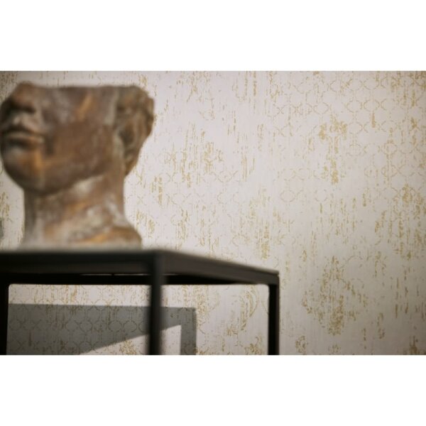 Barock Tapete Beige Gold Metallic Vliestapete mit Glanzstruktur Ornamenten (786722)
