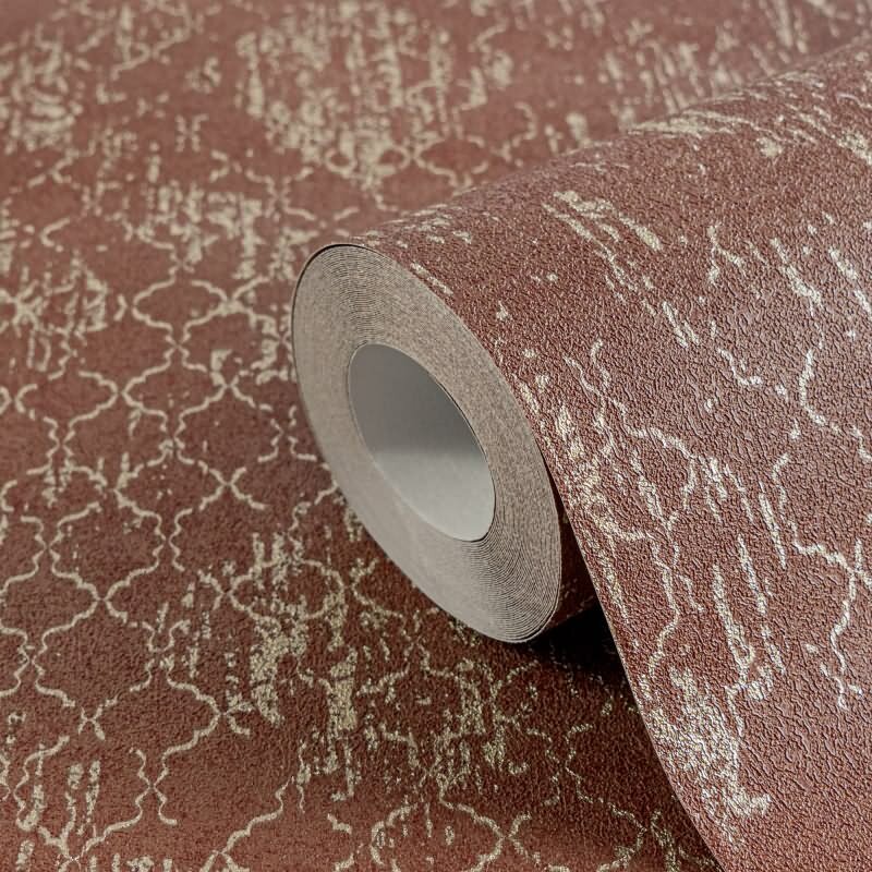 Barock Tapete Rot Gold Metallic Vliestapete mit Ornamenten in Vintage Look (786723)