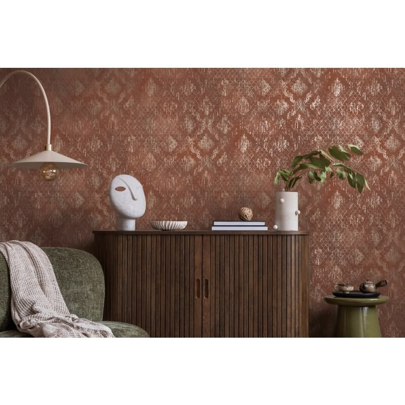 Barock Tapete Rot Gold Metallic Vliestapete mit Ornamenten in Vintage Look (786723)