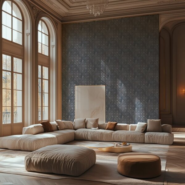 Barock-Tapete Royal Blau Silber Metallic Vliestapete mit Glanz Ornamenten (786724)