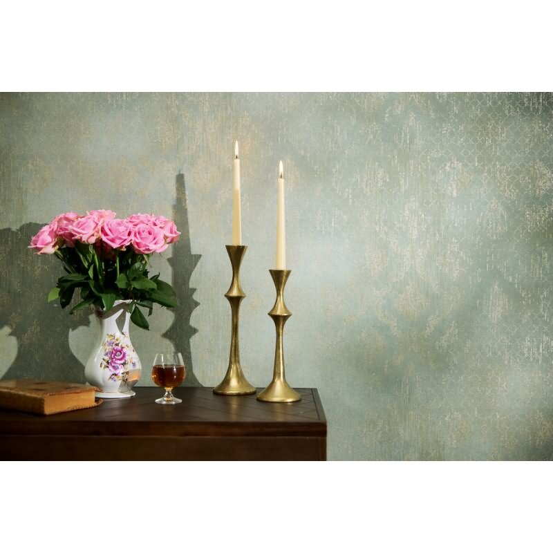 Ornament-Tapete Barock Mintgrün Gold Metallic Glänzende Vliestapete (786725)