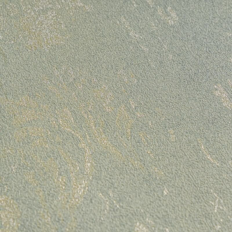 Ornament-Tapete Barock Mintgrün Gold Metallic Glänzende Vliestapete (786725)