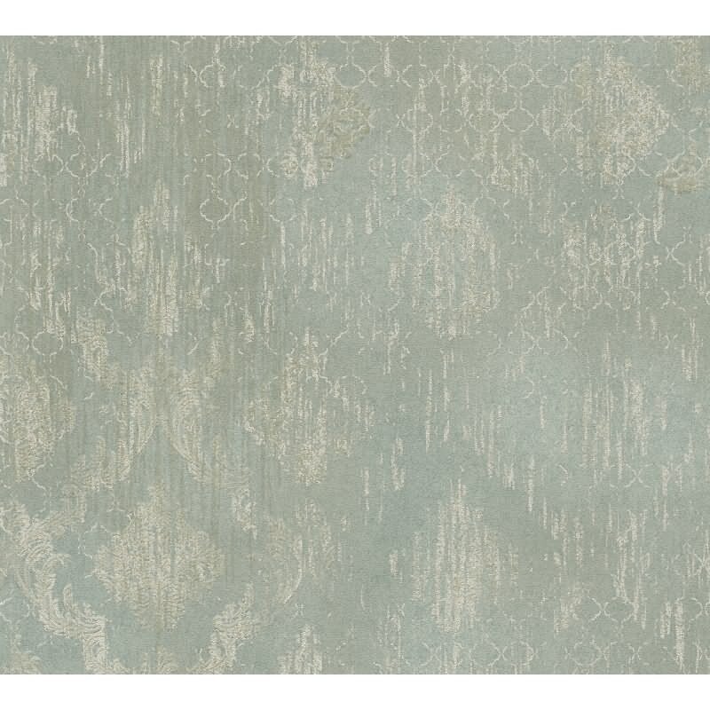 Ornament-Tapete Barock Mintgrün Gold Metallic Glänzende Vliestapete (786725)