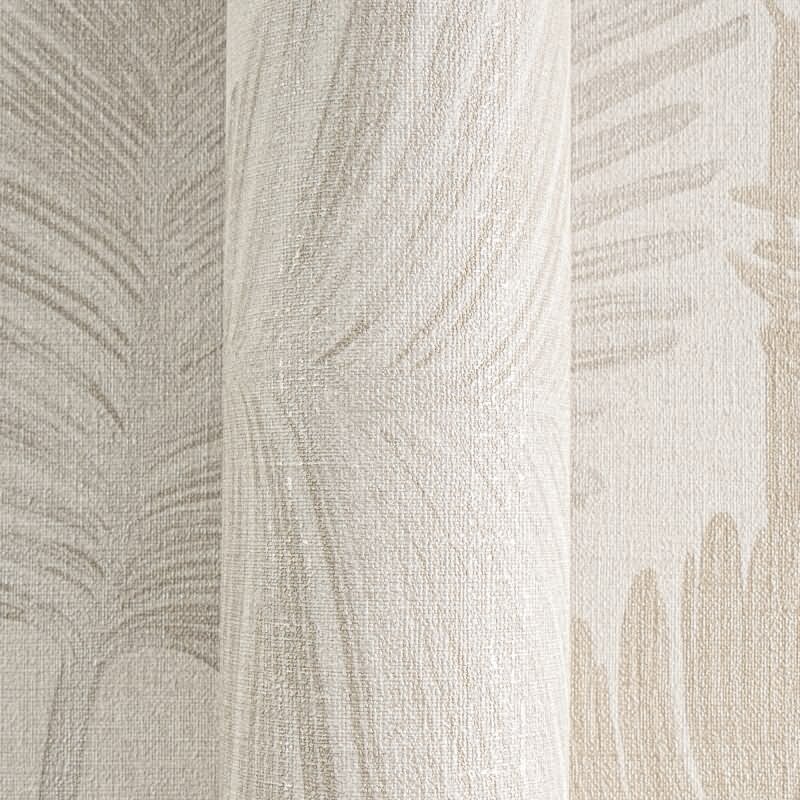 Palmblatt Tapete Creme Beige Sand Metallic Tropisches Blättermotiv auf Vliestapete (786731)