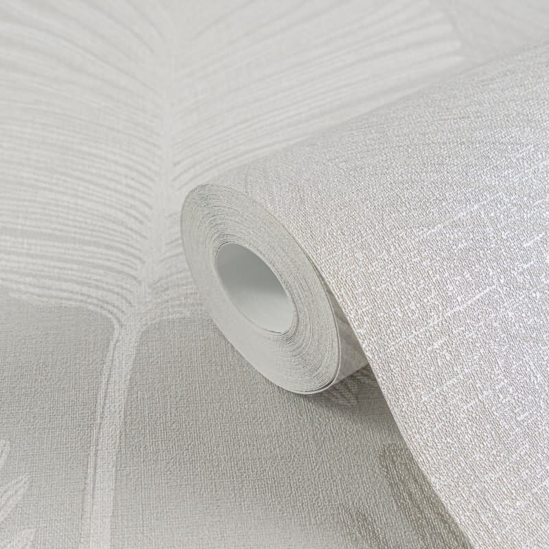 Moderne Dschungel-Tapete Grau Metallic Tropisches Blättermuster Vliestapete (786732)