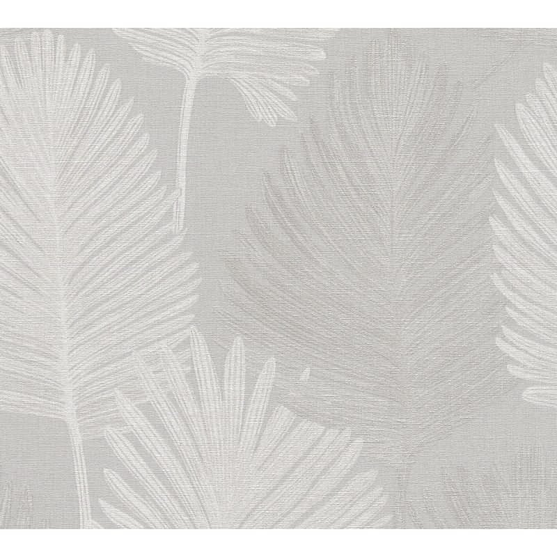 Moderne Dschungel-Tapete Grau Metallic Tropisches Blättermuster Vliestapete (786732)