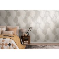 Moderne Dschungel-Tapete Grau Metallic Tropisches...