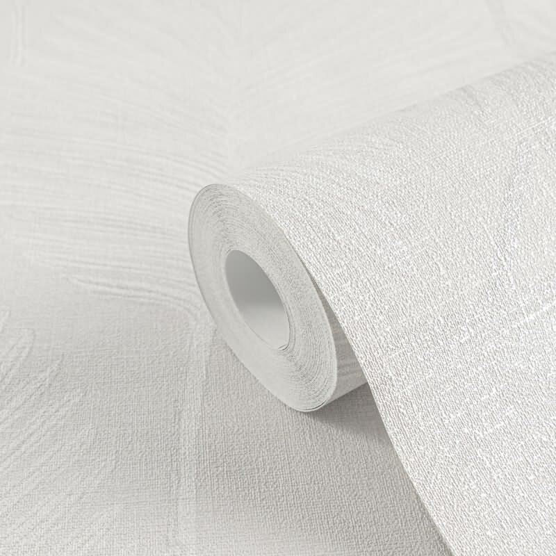 Dschungel Tapete Weiß Hellgrau Dezentes tropisches Muster Vliestapete Palmblatt (786733)