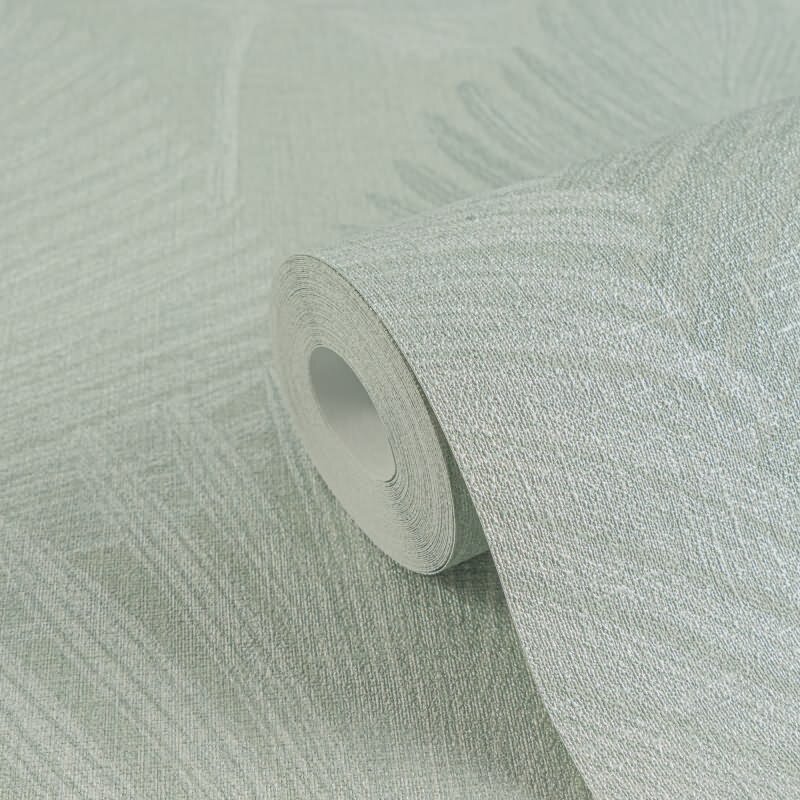 3D Dschungel Palmblatt Tapete Salbeigrün Tropisches Blättermotiv Vliestapete (786734)