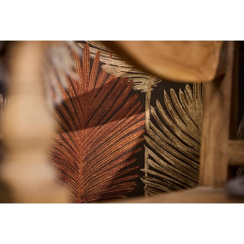 Dschungel 3D-Tapete Braun Rostrot Metallic Tropisches Blättermuster Vliestapete (786735)