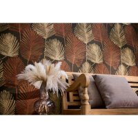 Dschungel 3D-Tapete Braun Rostrot Metallic Tropisches...