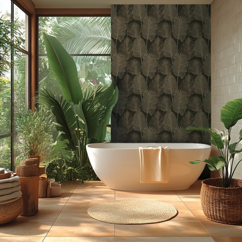 3D-Tapete Dschungel Dunkelbraun Beige Metallic hochwertige Vliestapete (786736)